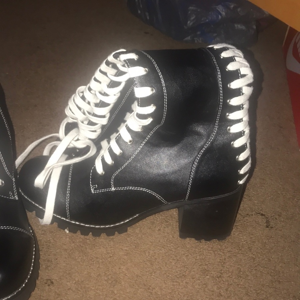 Lace up knee high boots